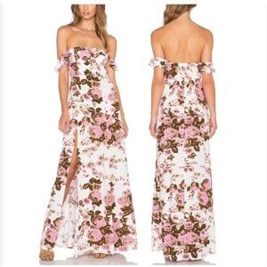 Flynn Skye x Revolve Bardot Maxi Dress in White Rose Size S (Originally $198)